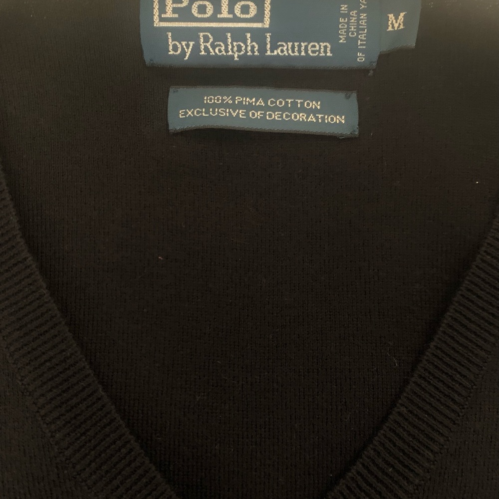 Polo by Ralph Lauren Black Men’s V-Neck Vest Size Medium - Picture 3 of 5